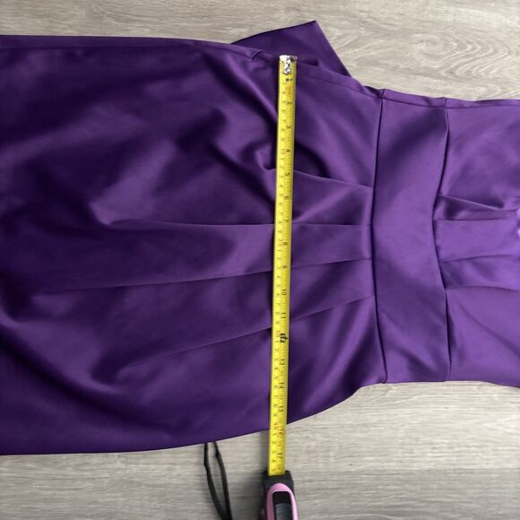 Max & Cleo Bow Front Mini Party Dress Purple Satin Evening Bodycon Sexy Sz 4 - Picture 10 of 11